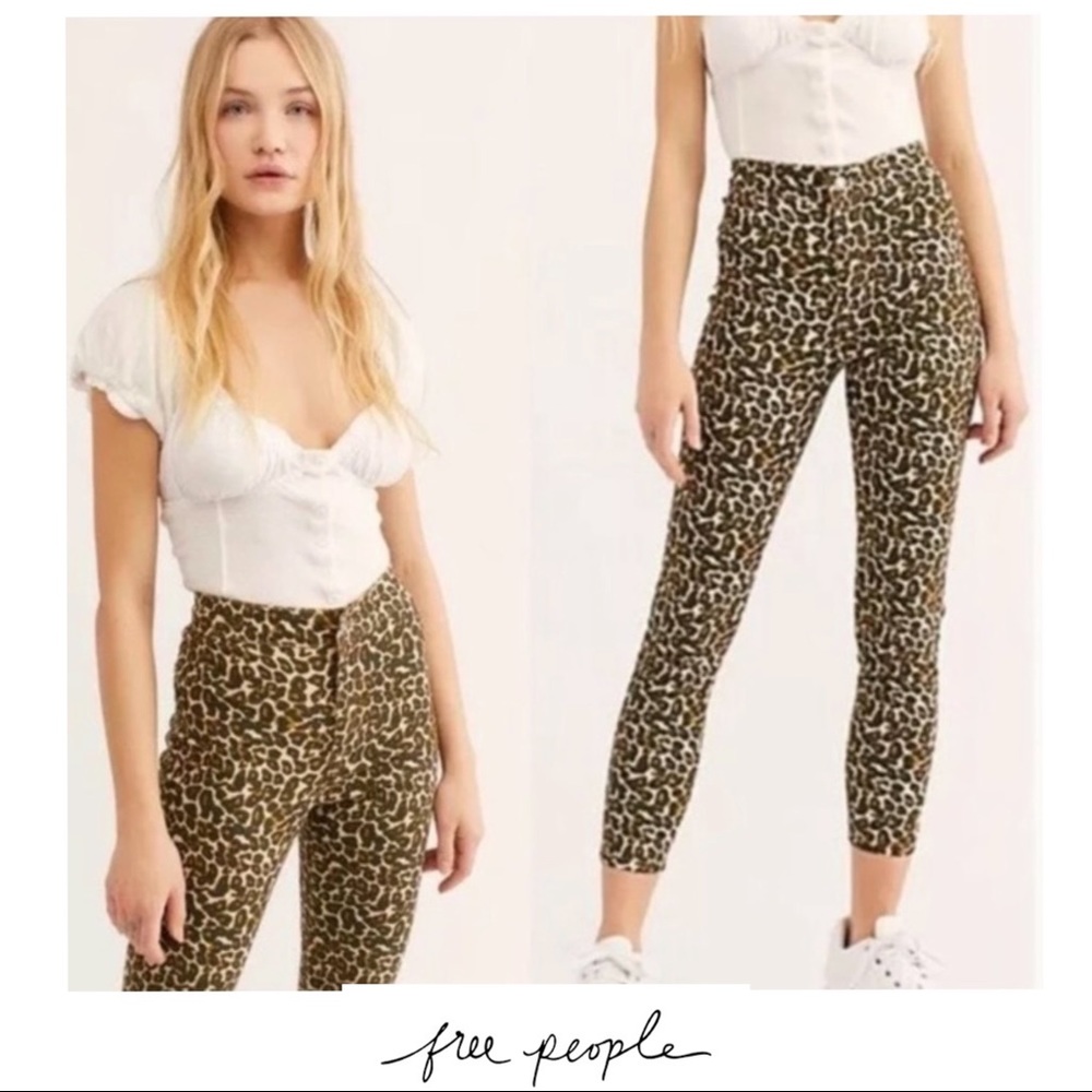 NEW Free People Animal Cheetah Print Jeans